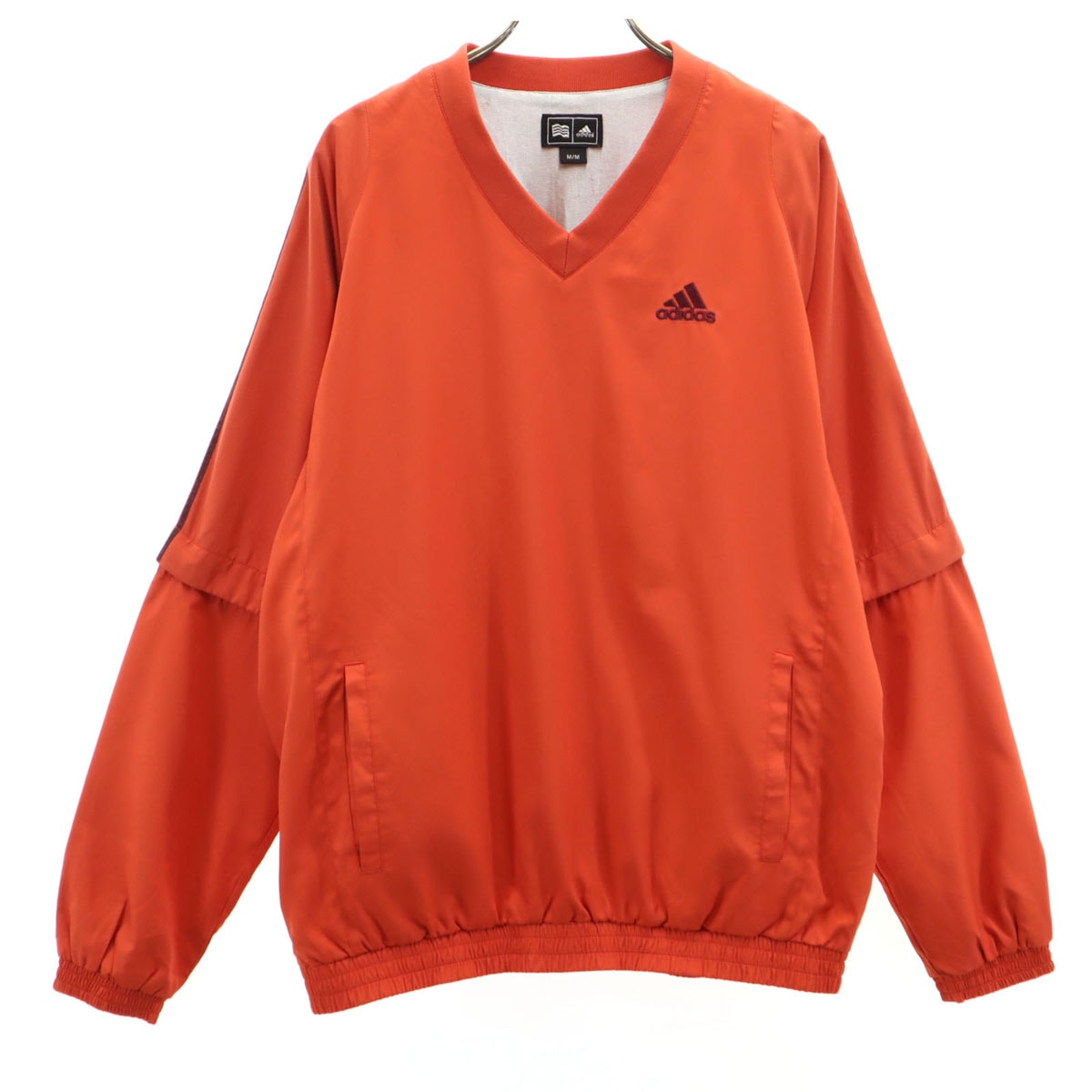 adidas アディダス ゴルフ 長袖 Vネック 2WAY ピステ M オレンジ プルオーバー