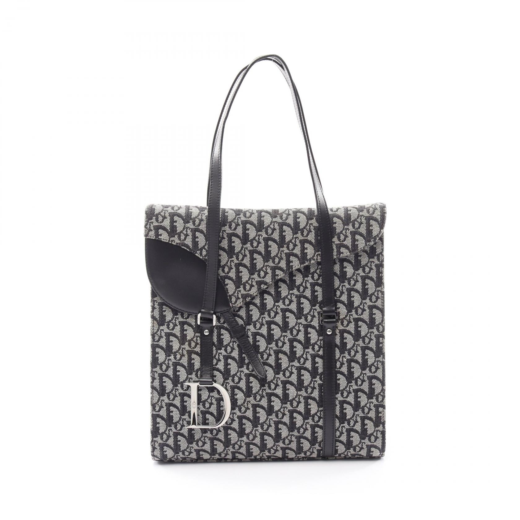 ディオール Dior トロッター サドル トートバッグ バッグ キャンバス レザー レディース グレー系 / ブラック系 【中古】