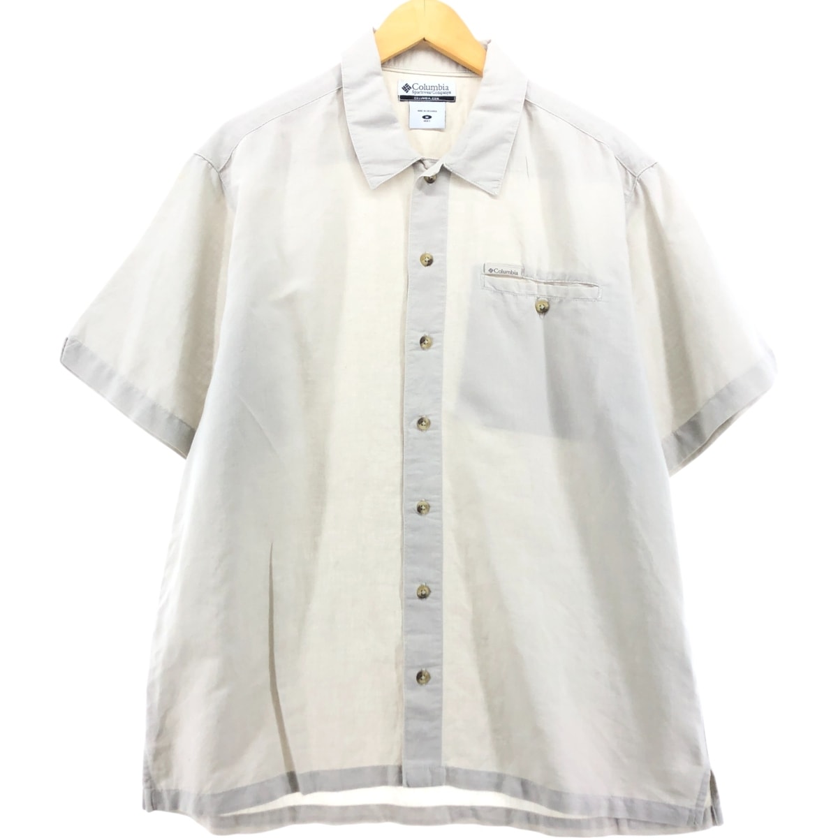 古着 コロンビア Columbia 半袖 ラミー×コットンシャツ メンズM相当/eaa557892