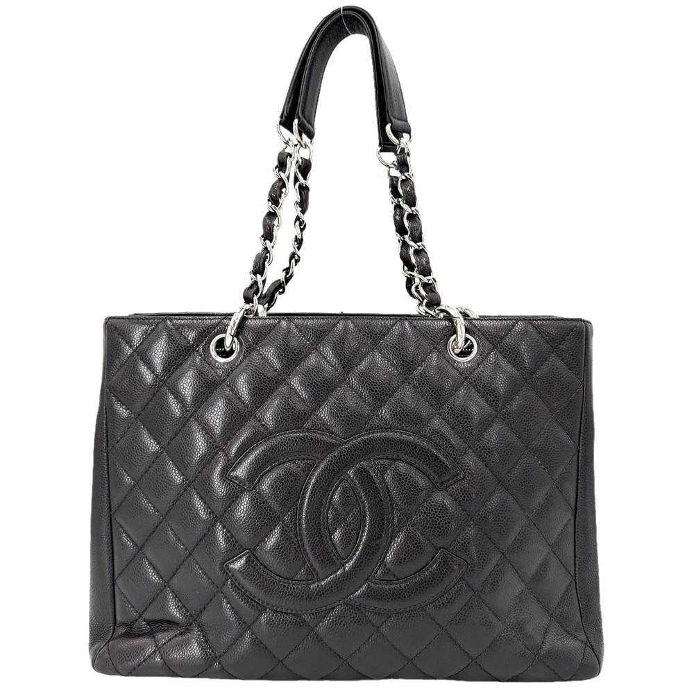 CHANEL シャネル ハンドバッグ GST マトラッセ チェーントートバッグ ココマーク 肩掛け  キャビアスキン   ダークブラウン シルバー金具 レディース【中古品】