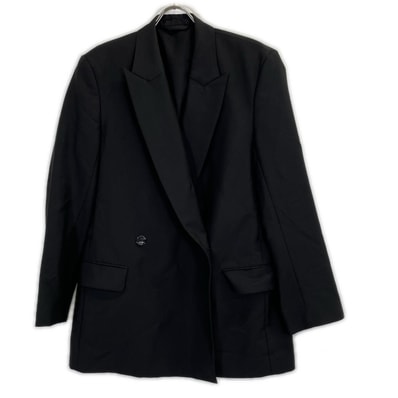 アクネ ストゥディオズ FN-WN-SUIT000182 ブラック ピークドラペルダブルブレストテーラードジャケット 34