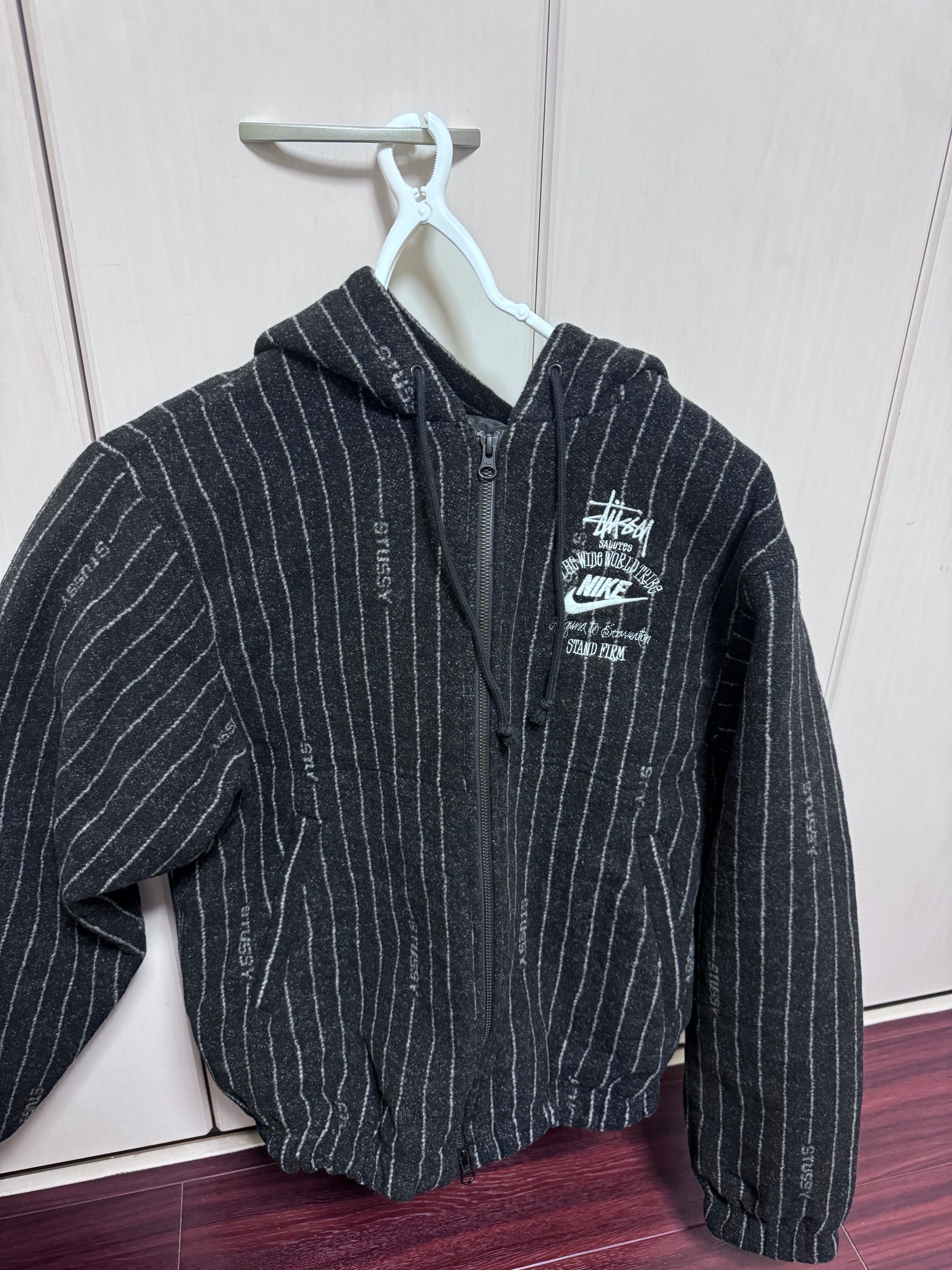 Stussy x Nike Striped Wool Jacket "Black"
