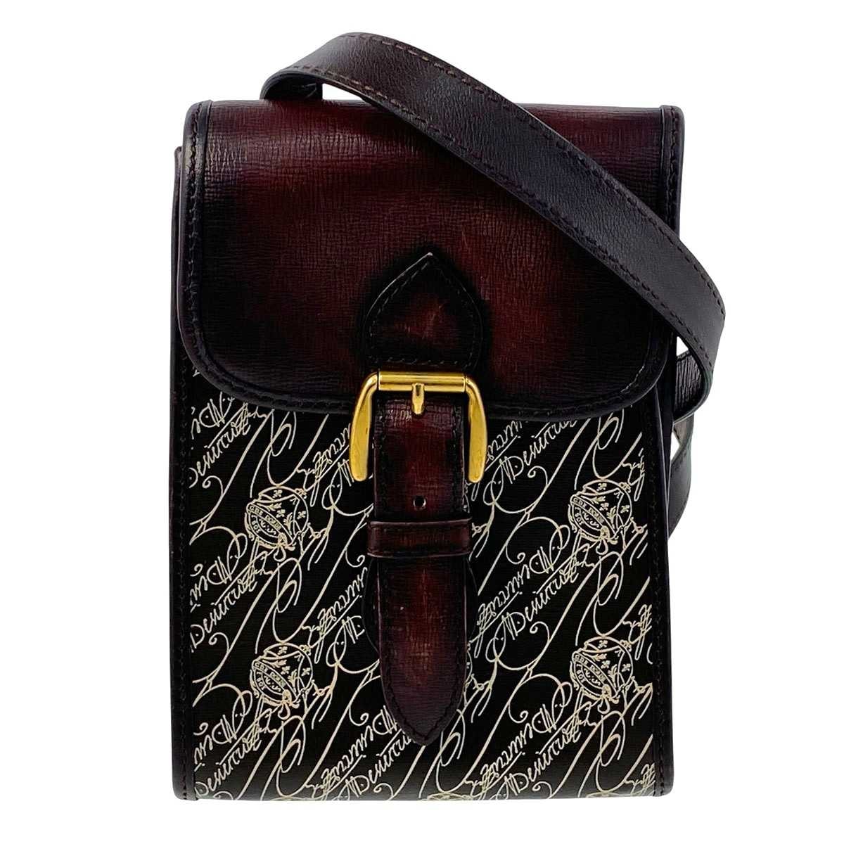 Berluti ベルルッティ ブルス トワル マルブフ メッセンジャーバッグ ショルダーバッグ レザー ブラウン レディース【中古】