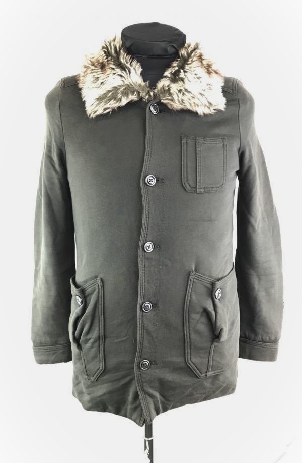 DIESEL★ファー襟/中綿入りブルゾン/アウター/ショートコート【Mens size -XS/黒】ボア裏地/ディーゼル◆BA971W