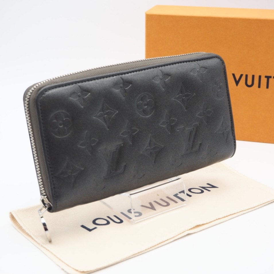 美品 LOUIS VUITTON ルイ・ヴィトン モノグラム ラムレザー ジッピーウォレット M81763 長財布 シルバー グレー レザー レディース