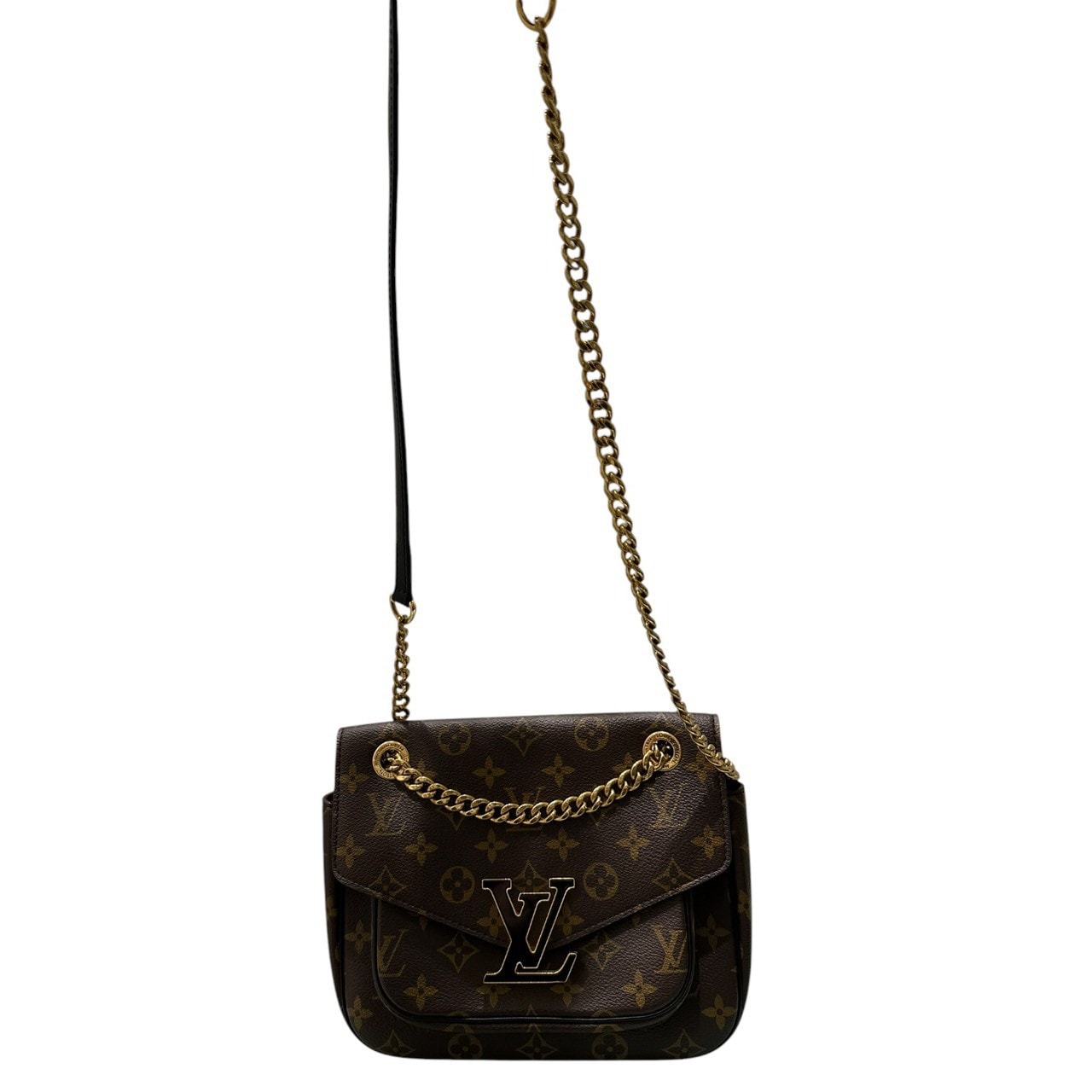 美品 LOUIS VUITTON ルイヴィトン モノグラム パッシー ブラウン ゴールド金具 PVC ショルダーバッグ S1-00211 【中古】