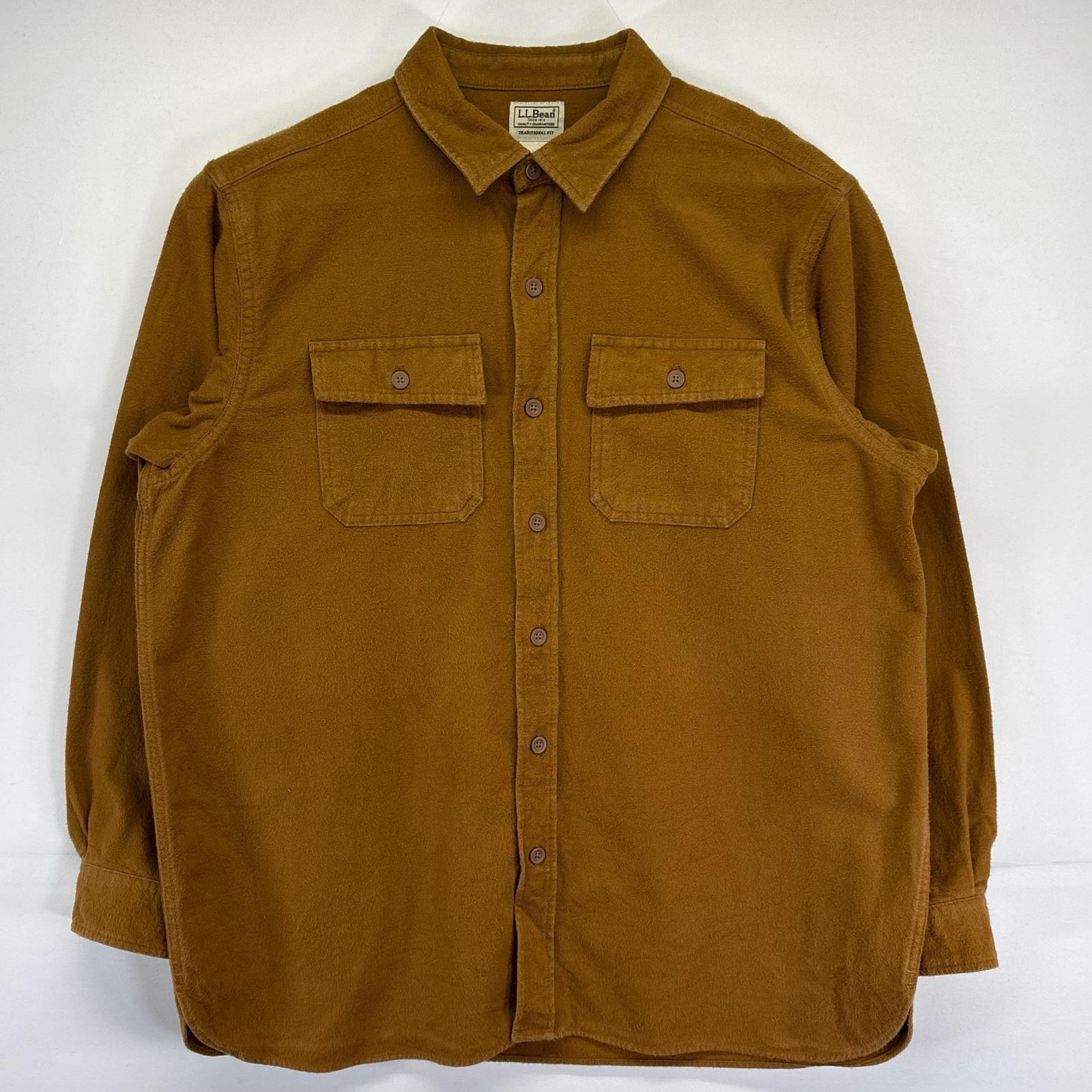 古着 エルエルビーン L.L.Bean 長袖シャツ 大きいサイズ シャモアシャツ 無地 胸ポケット アウトドア XL ブラウン系 メンズ