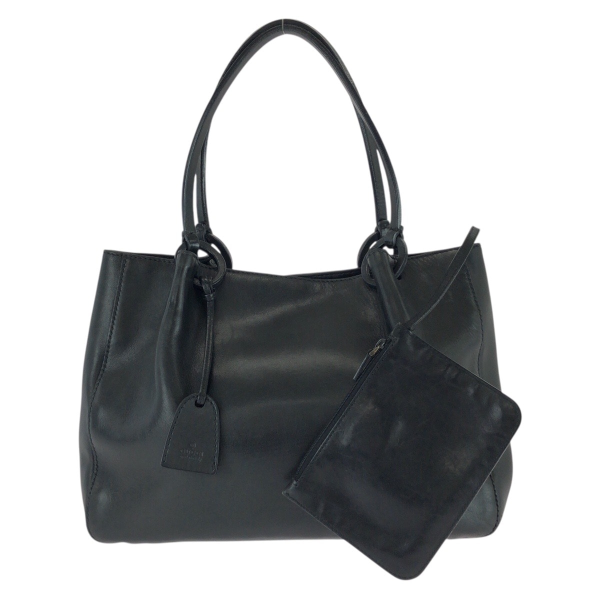 GUCCI グッチ ブラック 黒 シルバー金具 レザー トートバッグ ハンドバッグ 604238 【中古】