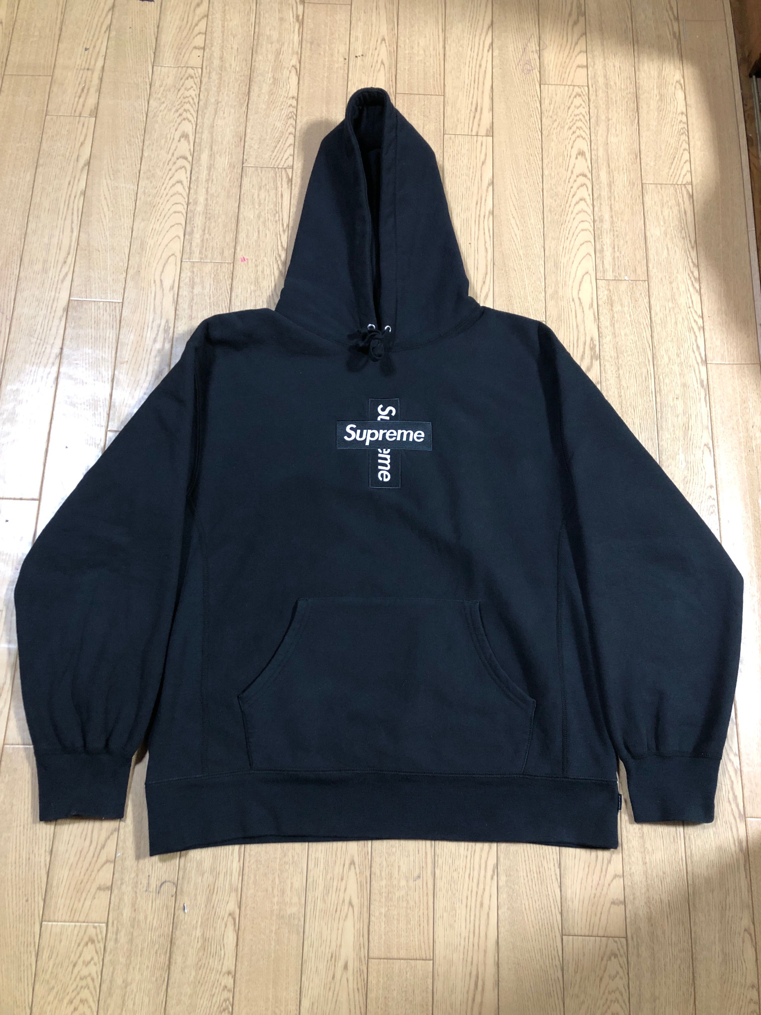Supreme Cross Box Logo Hooded Sweatshirt "Black"