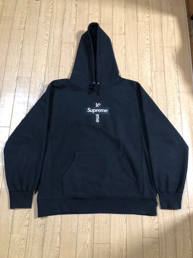 Supreme Cross Box Logo Hooded Sweatshirt "Black"