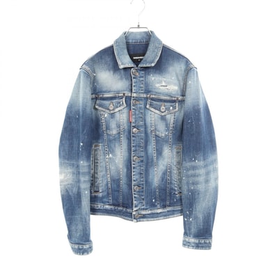 ディースクエアード DSQUARED2 Dan Jean Jacket ダメージ加工 ペイント加工 デニムジャケット 衣料品 アウター コットン メンズ ブルー系 S74AM1521 【中古】