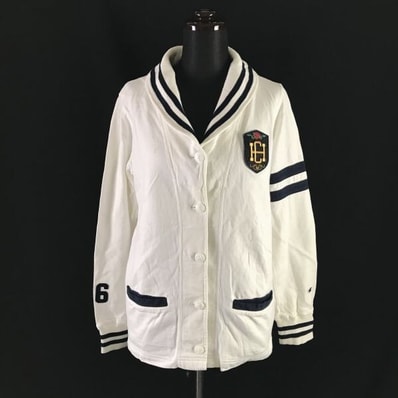 Champion x E hyphen world gallery★ショールカラー/ブレザー風カーディガン【レディースFREE/白】チャンピオンxイーハイフン◆BF470