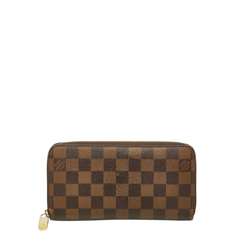 ルイ ヴィトン ダミエ ジッピーウォレット ラウンドファスナー 長財布 N60015 ブラウン PVC レザー レディース LOUIS VUITTON 中古