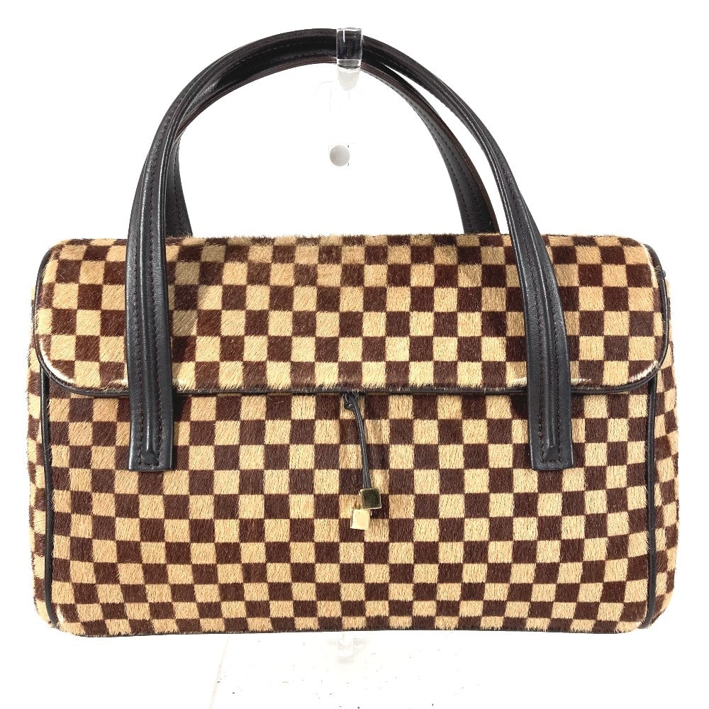 ルイヴィトン LOUIS VUITTON ライオン M92131 ダミエソバージュ カバン フラップ トートバッグ ハンドバッグ ハラコ ブラウン