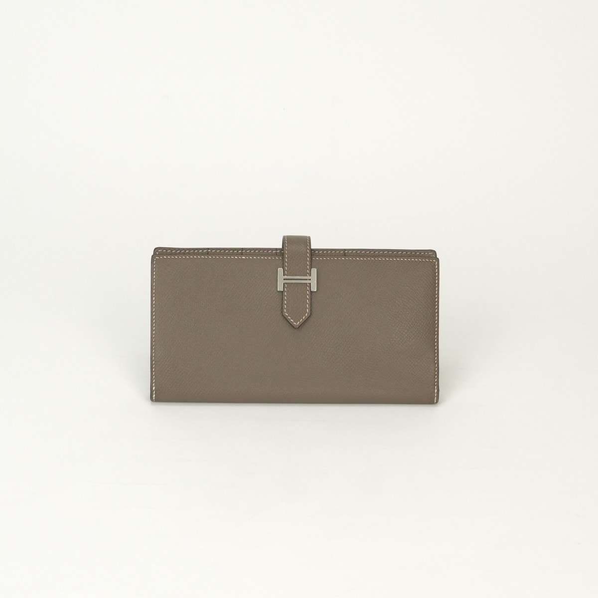 エルメス HERMES ベアンスフレ ベアン スフレ 財布 長財布 ロングウォレット エプソン エトゥープ Etoupe グレー Gray シルバー金具 ヴォーエプソン