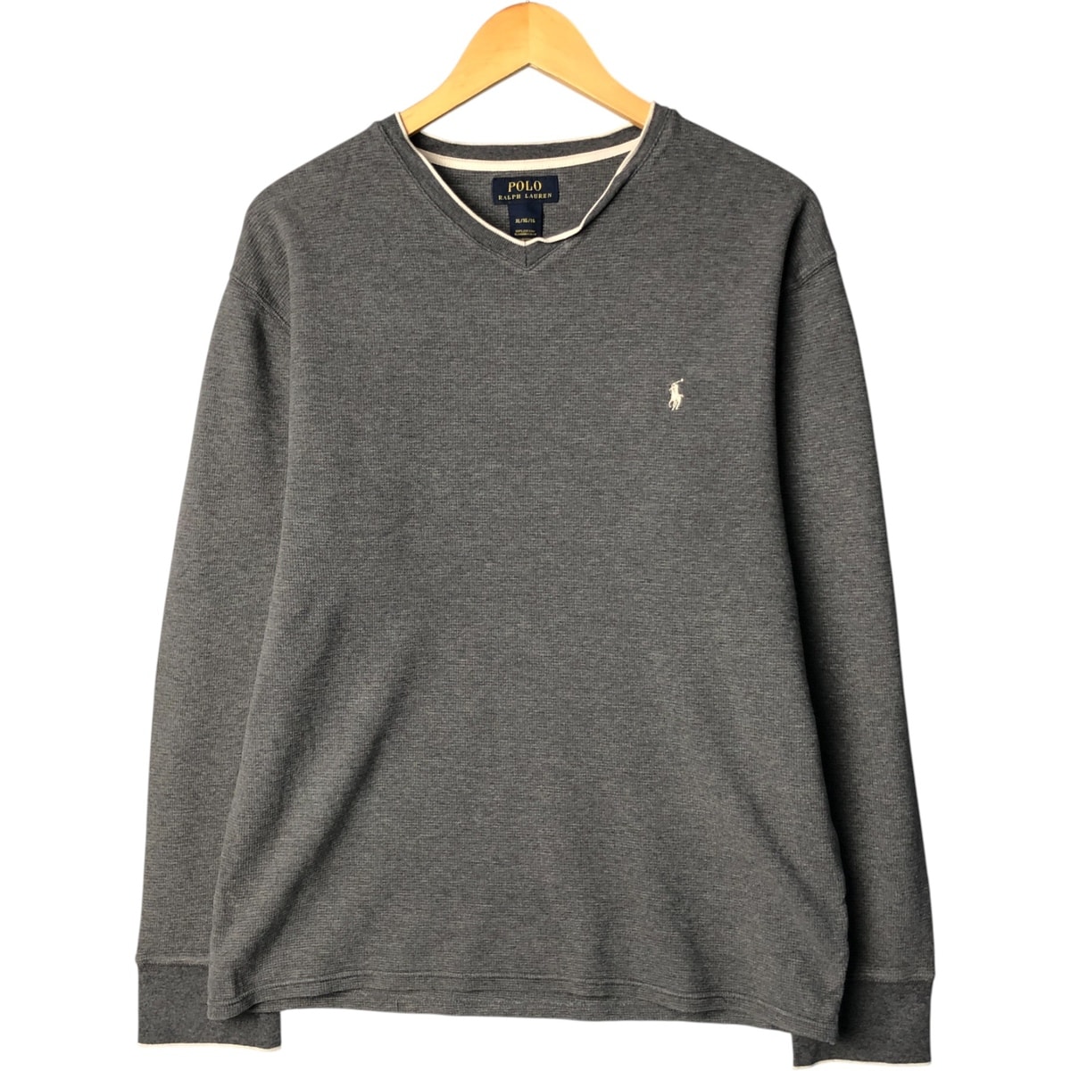 古着 ラルフローレン Ralph Lauren POLO RALPH LAUREN Vネック サーマルロンT ワッフル メンズXL相当/eaa529772