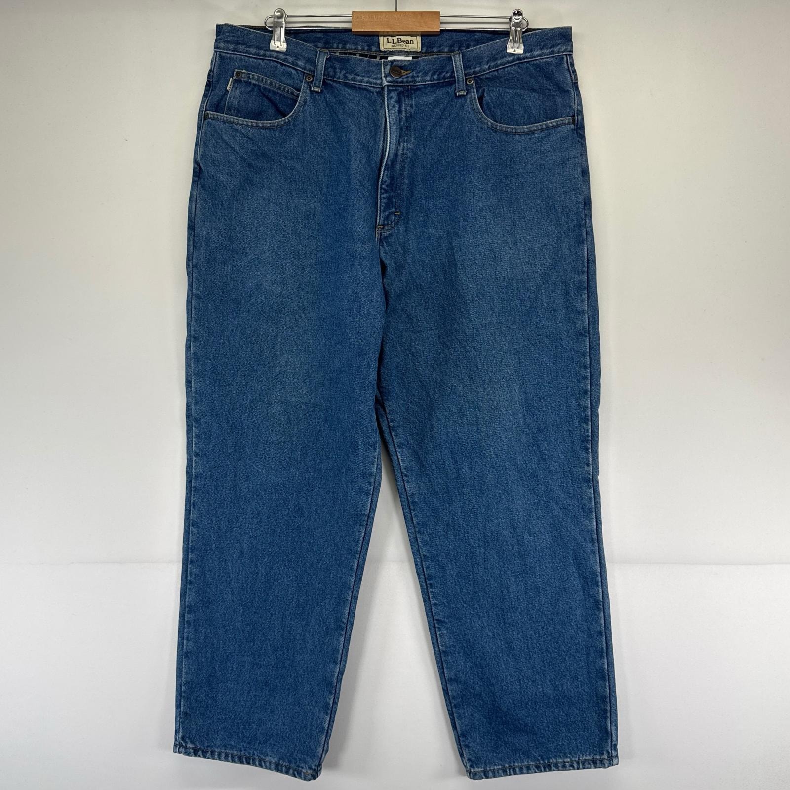 古着 エルエルビーン L.L.Bean デニム パンツ テーパード 裏地付 ジーパン 大きいサイズ w40×L30  ブルー系 メンズ