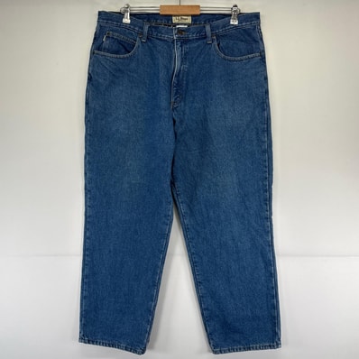 古着 エルエルビーン L.L.Bean デニム パンツ テーパード 裏地付 ジーパン 大きいサイズ w40×L30 ブルー系 メンズ