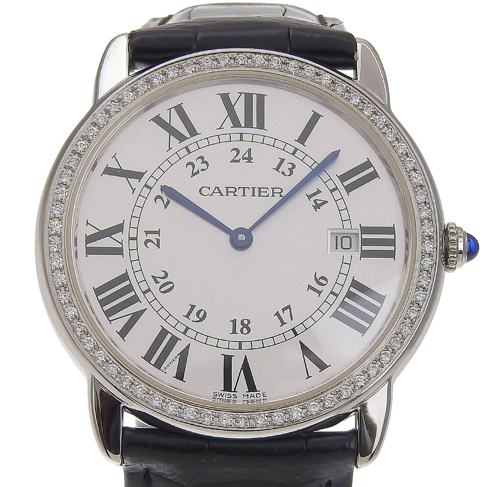 カルティエ ロンドソロLM アフターダイヤ W6700255 メンズ腕時計