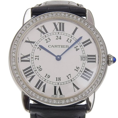カルティエ ロンドソロLM アフターダイヤ W6700255 メンズ腕時計