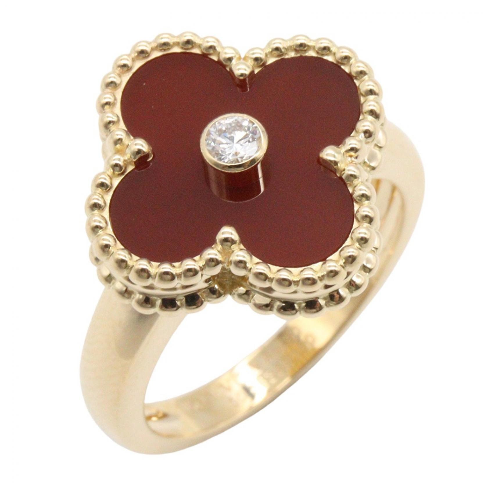 ヴァンクリーフ&アーペル Van Cleef & Arpels ヴィンテージアルハンブラ カーネリアン 1PD リング リング・指輪 ジュエリー K18(イエローゴールド) ダイヤモンド カーネリアン レディース ゴールド系 / クリア系