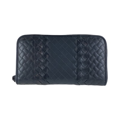 美品 BOTTEGAVENETA ボッテガヴェネタ イントレチャート ブラック 黒 レザー 長財布 ロングウォレット 602356 【中古】