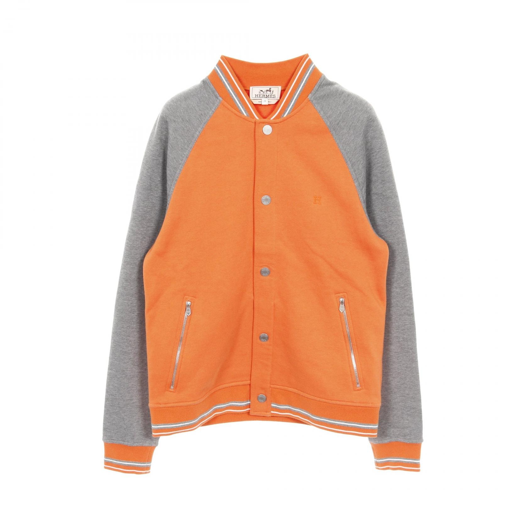 エルメス HERMES セリエボタン テディ ブルゾン 衣料品 アウター コットン コットン オレンジ メンズ オレンジ系 / グレー系 【中古】