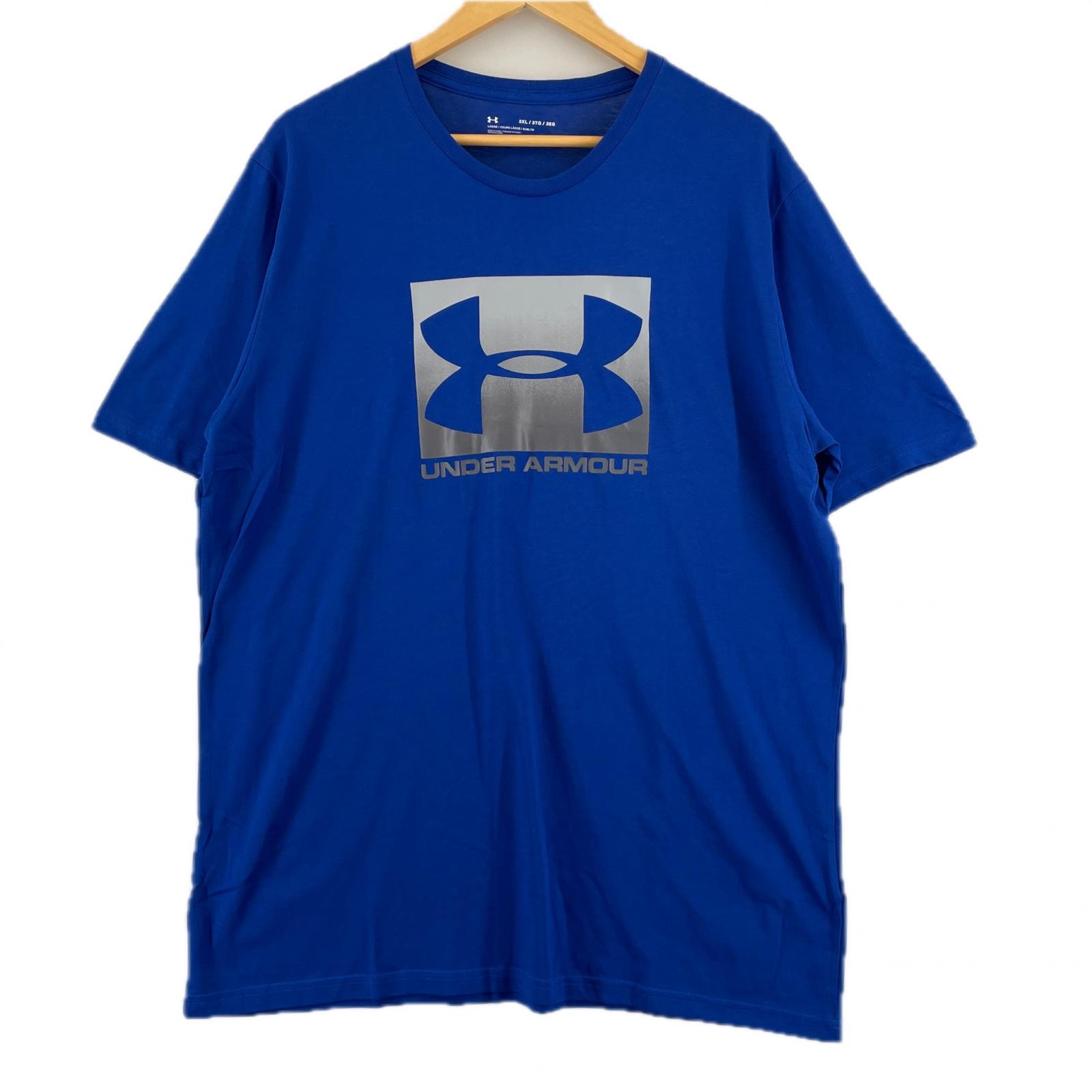 極美品 UNDER ARMOUR アンダーアーマー ブランドロゴ 春夏 SS 半袖Tシャツ コットン ブルー メンズ 3XL【古着】【中古】