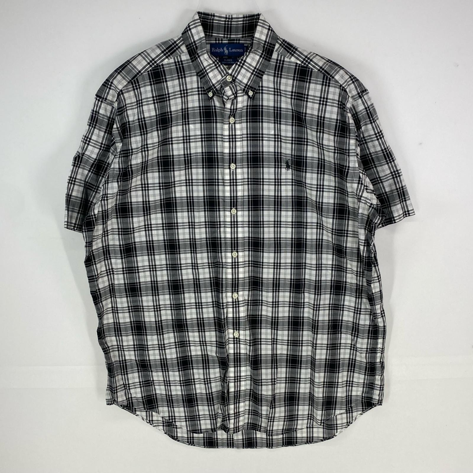 古着 ラルフローレン RALPH LAUREN 半袖シャツ ワンポイント BLAKE ショートスリーブ L ホワイト系 チェック メンズ