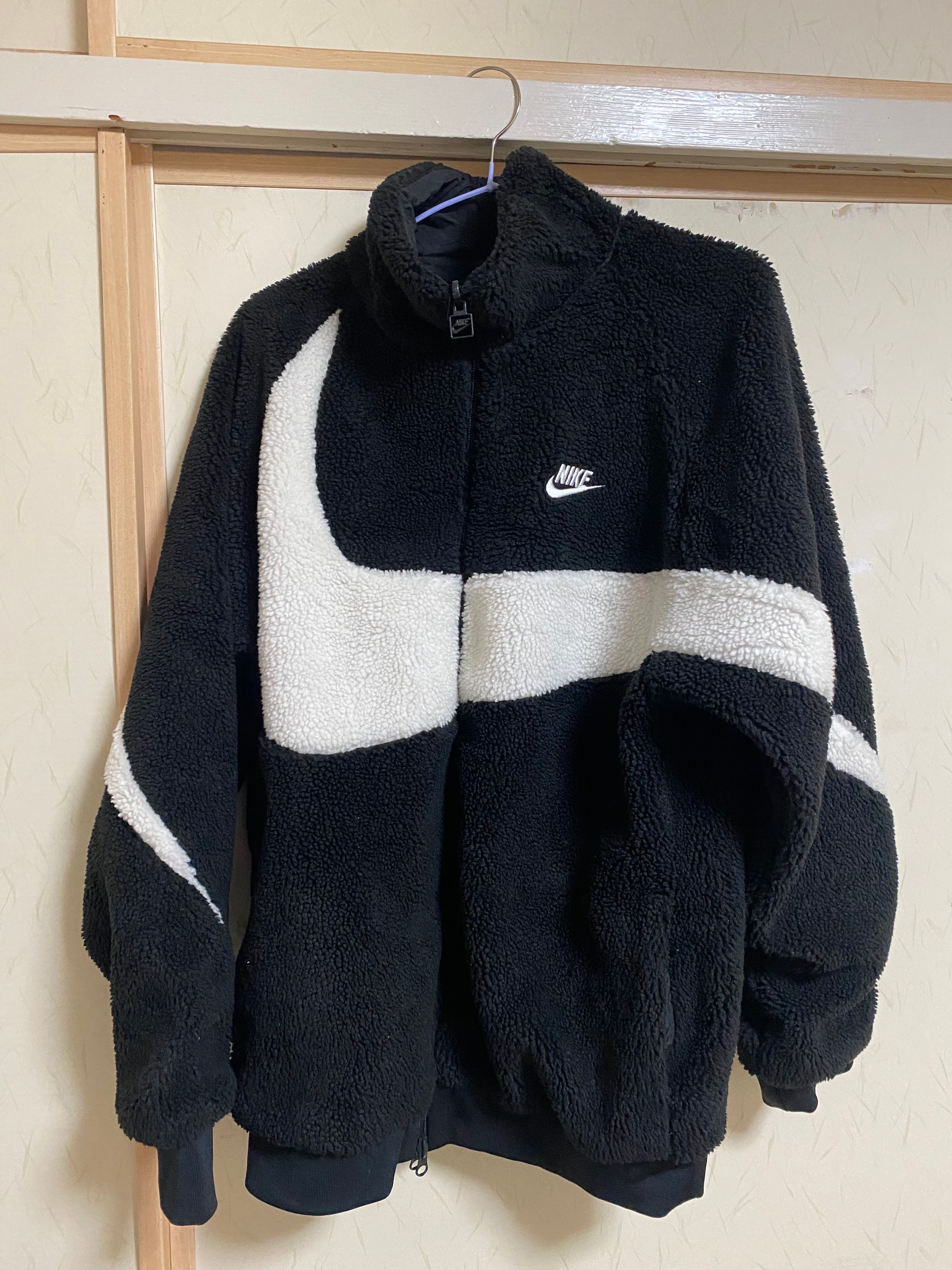 Nike Big Swoosh Reversible Boa Jacket "Black Sail"