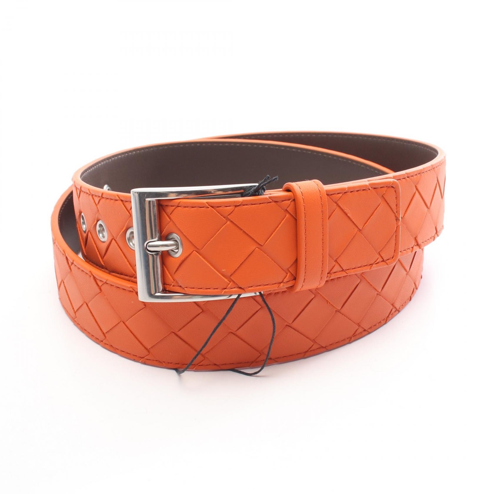 ボッテガヴェネタ BOTTEGA VENETA イントレチャート ベルト 衣料品 レザー メンズ オレンジ系 【中古】
