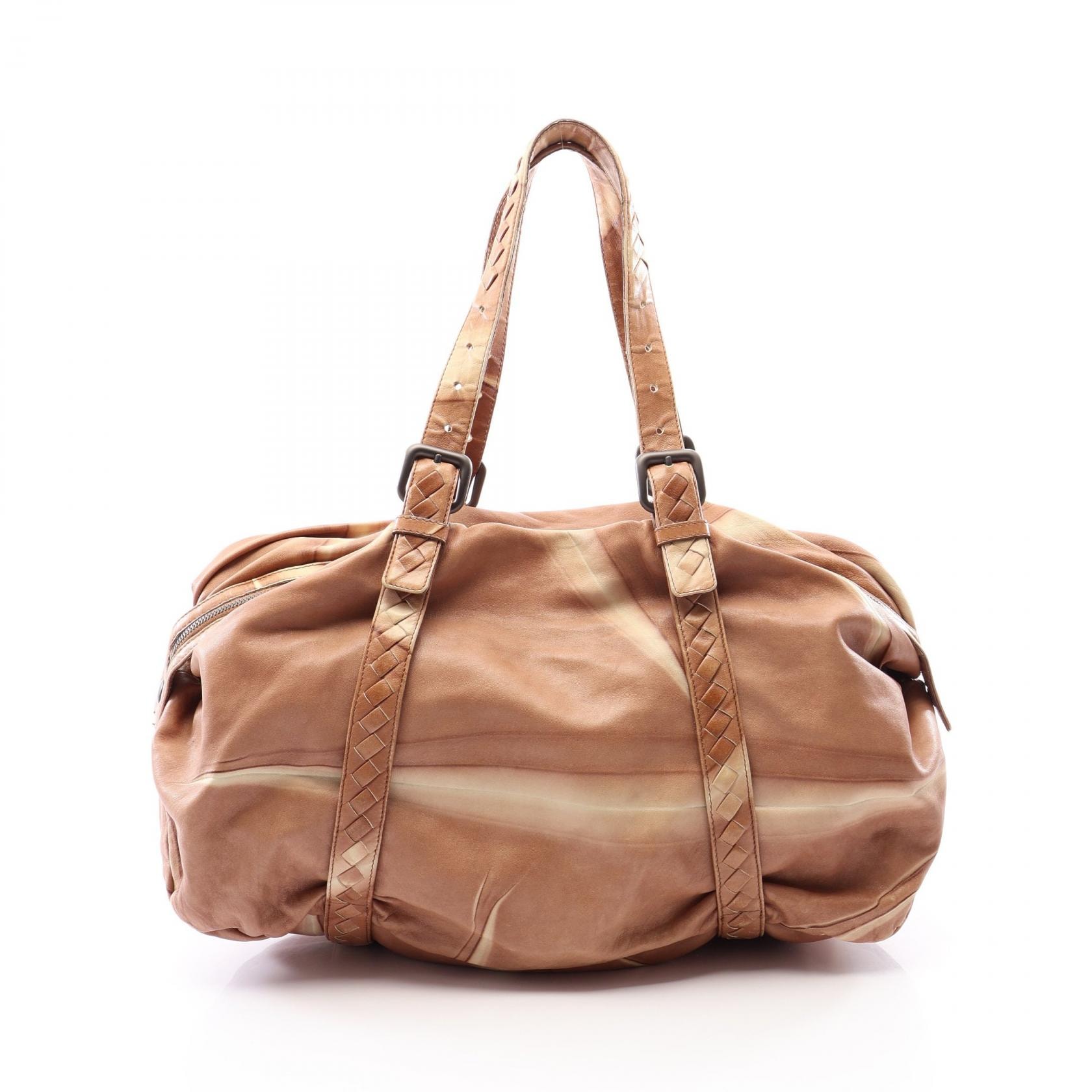 ボッテガヴェネタ BOTTEGA VENETA イントレチャート ボストンバッグ バッグ レザー メンズ レディース ブラウン系 / ベージュ系 【中古】