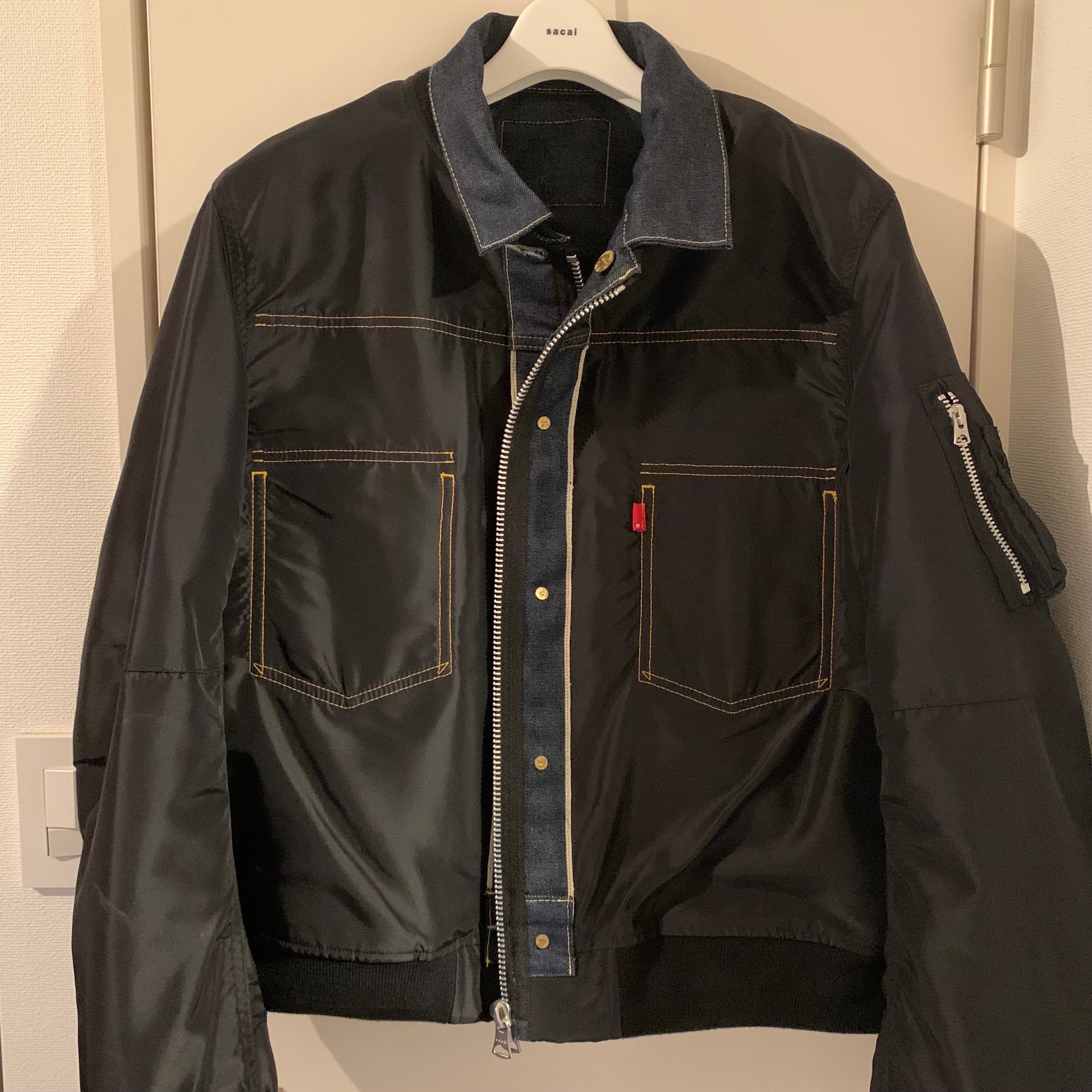sacai x LEVI'S Men's Denim x Nylon Twill Reversible Blouson "Indigo/Black"