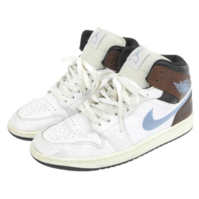 ナイキ AIR JORDAN 1 MID SE ハイカットスニーカー シューズ メンズ ホワイト ブラック セイル ブルーグレー 27cm FQ7831-142 9(US)