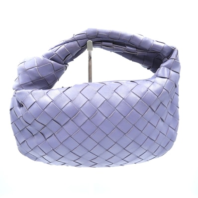 BOTTEGA VENETA(ボッテガ・ヴェネタ)イントレチャート ノットハンドル ハンドバッグ パープル レザー シルバー金具 レディース【中古】