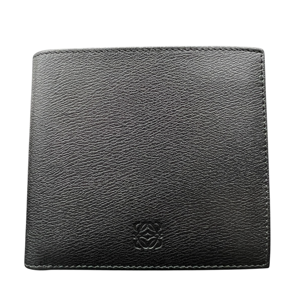 LOEWE 希少 展示品級 ロエベ アナグラム コンパクトウォレット 二つ折り財布 レザー ブラック ミニ財布 ヴィンテージ アンティーク SAランク 中古 鑑定済 ロエベ財布