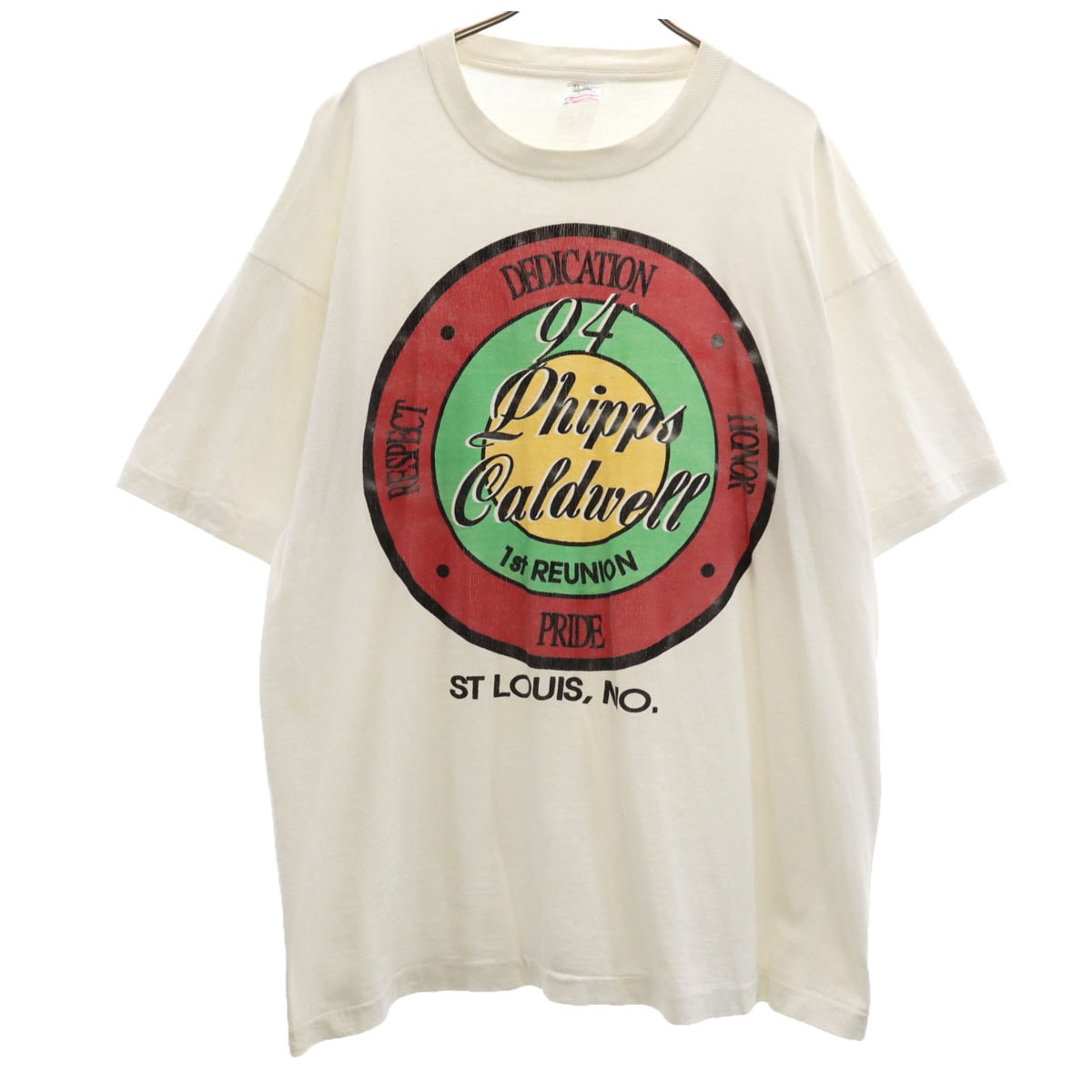 FRUIT OF THE LOOM フルーツオブザルーム 90s USA製 オールド Phipps プリント 半袖 Tシャツ XL ホワイト シングルステッチ