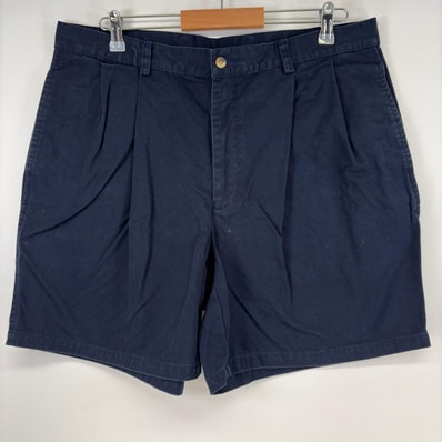 古着 90's/90年代 ノーティカ NAUTICA ショートパンツ チノパン ツータック ハーフパンツ ワンポイント w38 ダークネイビー メンズ