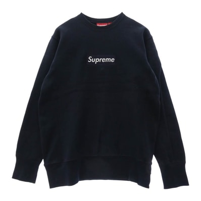 Supreme シュプリーム スウェット 00s 紙タグ カナダ製 Box Logo Crewneck ボックスロゴ クルーネック スウェット ダークネイビー系 M【中古】