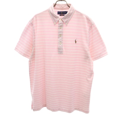 RALPH LAUREN ラルフローレン ボーダー柄 半袖 ポロシャツ L ピンク