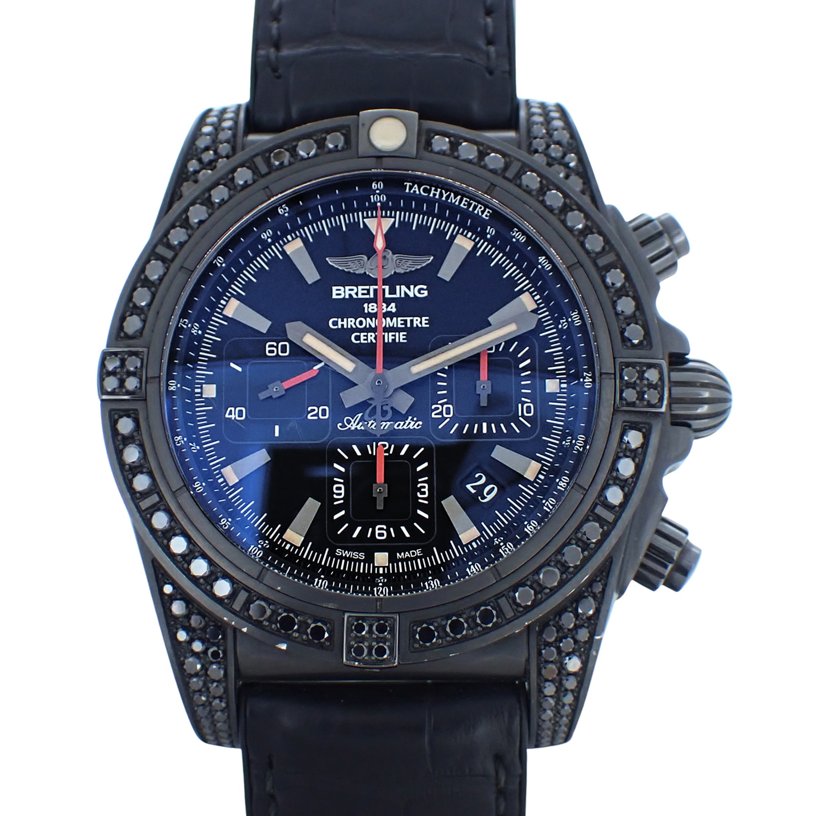 世界限定100本 BREITLING ブライトリング  クロノマット44 ブラックダイヤ ブラックスチール  MB0111AV/BE35  メンズ 腕時計
