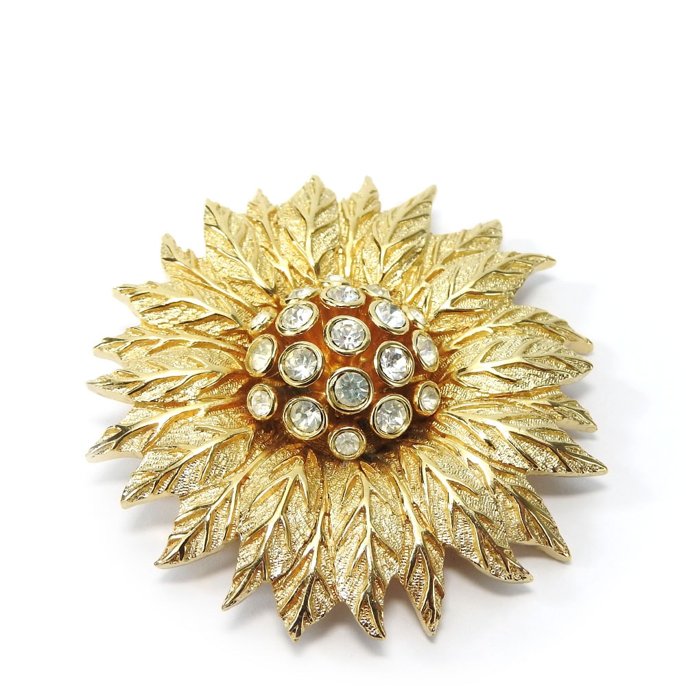 【中古】 クリスチャンディオール ブローチ メタル ゴールド ゴールド ラインストーン メッキ アクセサリー レディース 女性 Christian Dior