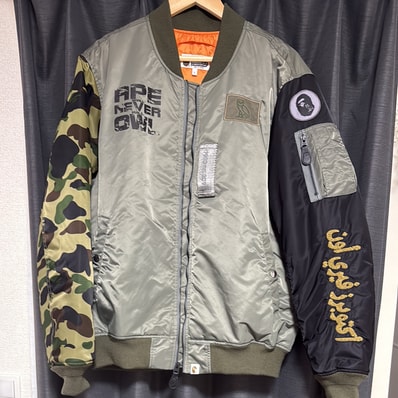 A BATHING APE x OVO Loose Fit MA-1 "Olive Drab"