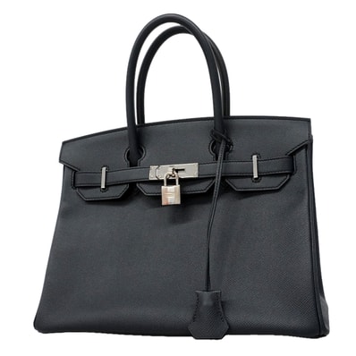 【6ia1145-g】エルメス ハンドバッグ バーキン30 ヴォーエプソン ブルーニュイ シルバー金具 C刻印【中古】レディース