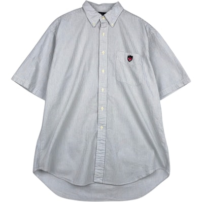 古着 ラルフローレン Ralph Lauren TILDEN シアサッカー 半袖 ボタンダウン ストライプシャツ メンズL相当/eaa619379