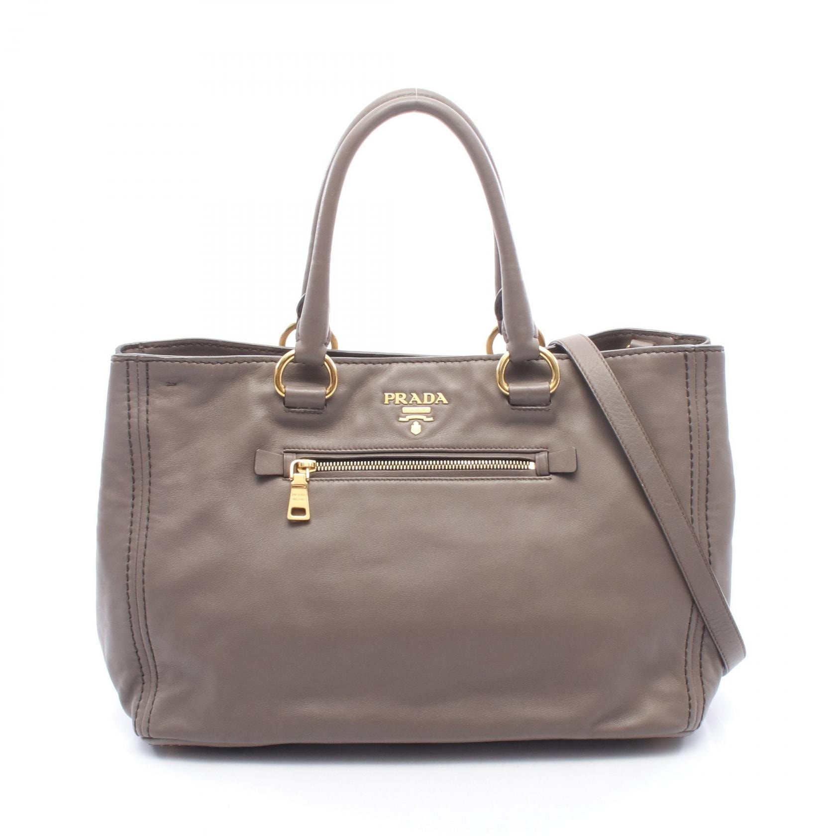 プラダ PRADA 2WAY トートバッグ バッグ レザー レディース ベージュ系 【中古】