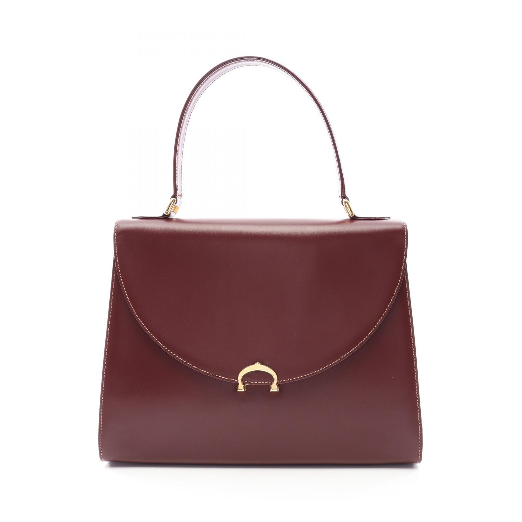 カルティエ CARTIER マストライン トップハンドル ハンドバッグ バッグ レザー レディース ボルドー系 【中古】