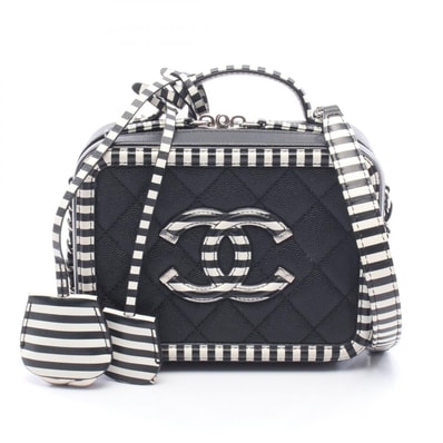 シャネル CHANEL CCフィグリー スモール バニティバッグ ショルダーバッグ バッグ レザー レディース ブラック系 / ホワイト系 A93342 【中古】