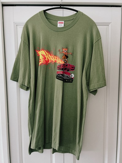 Supreme x Thrasher Back Tail Tee "Light Olive"