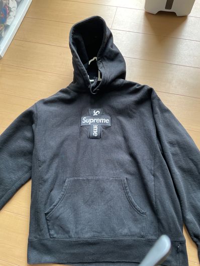 Supreme Cross Box Logo Hooded Sweatshirt "Black"